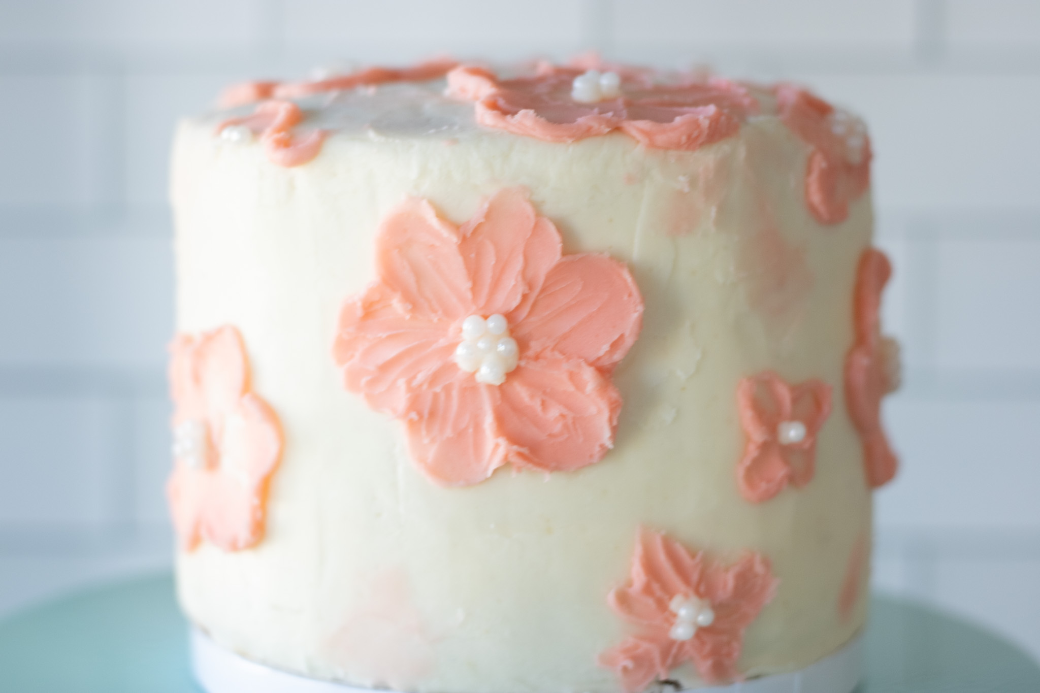 Soft Peach Blossom Palette Knife Cake - The Gilded Spoon Atelier